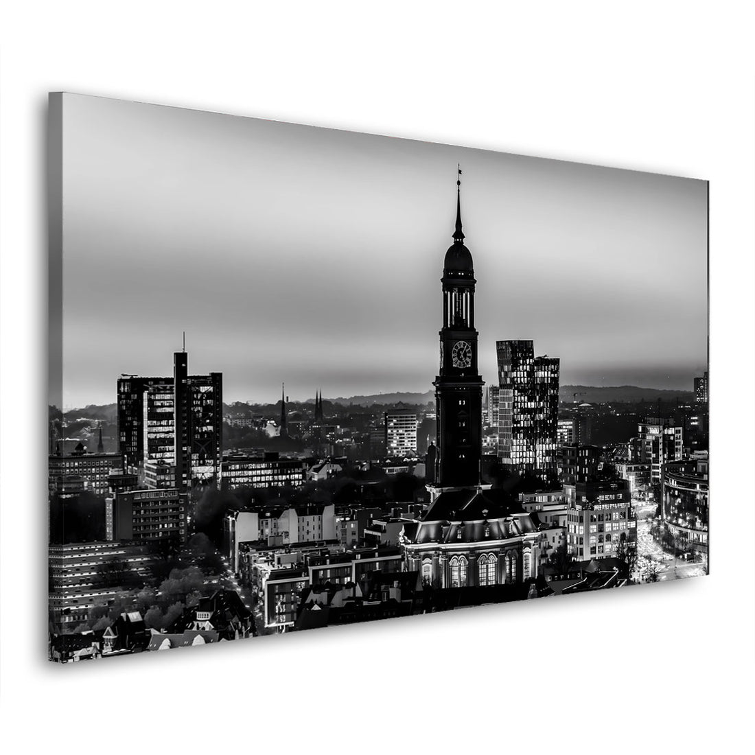 Wandbild Hamburg Skyline schwarz weiß