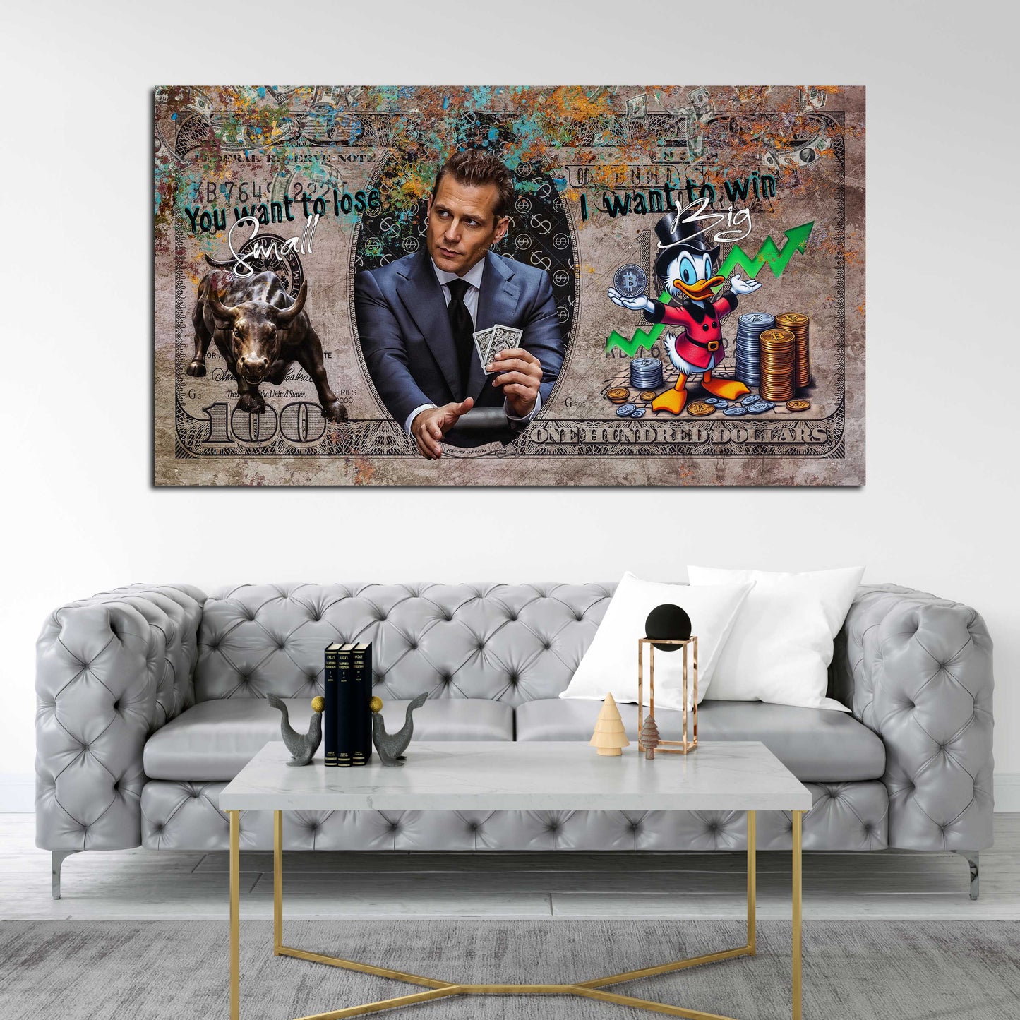 Wandbild Harvey Style Pop Art Comic Geld Erfolg Motivation