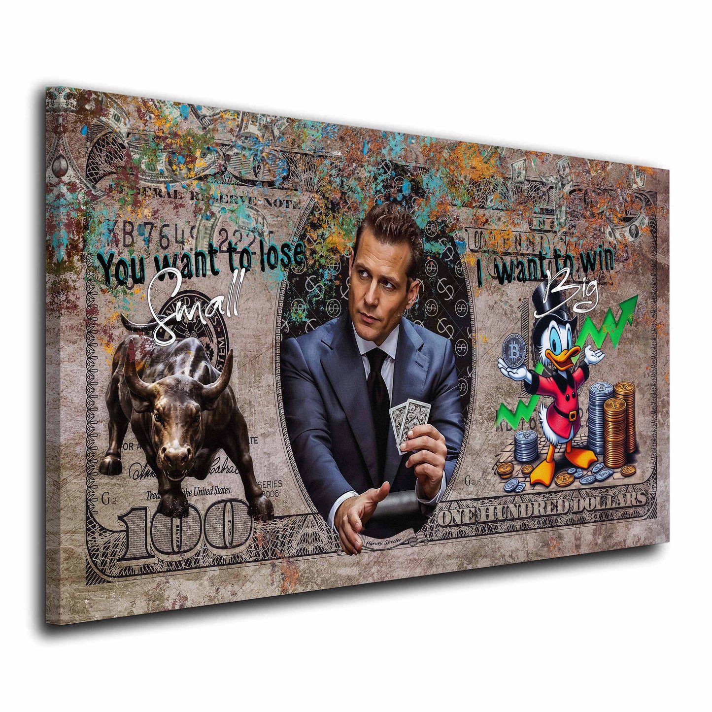 Wandbild Harvey Style Pop Art Comic Geld Erfolg Motivation