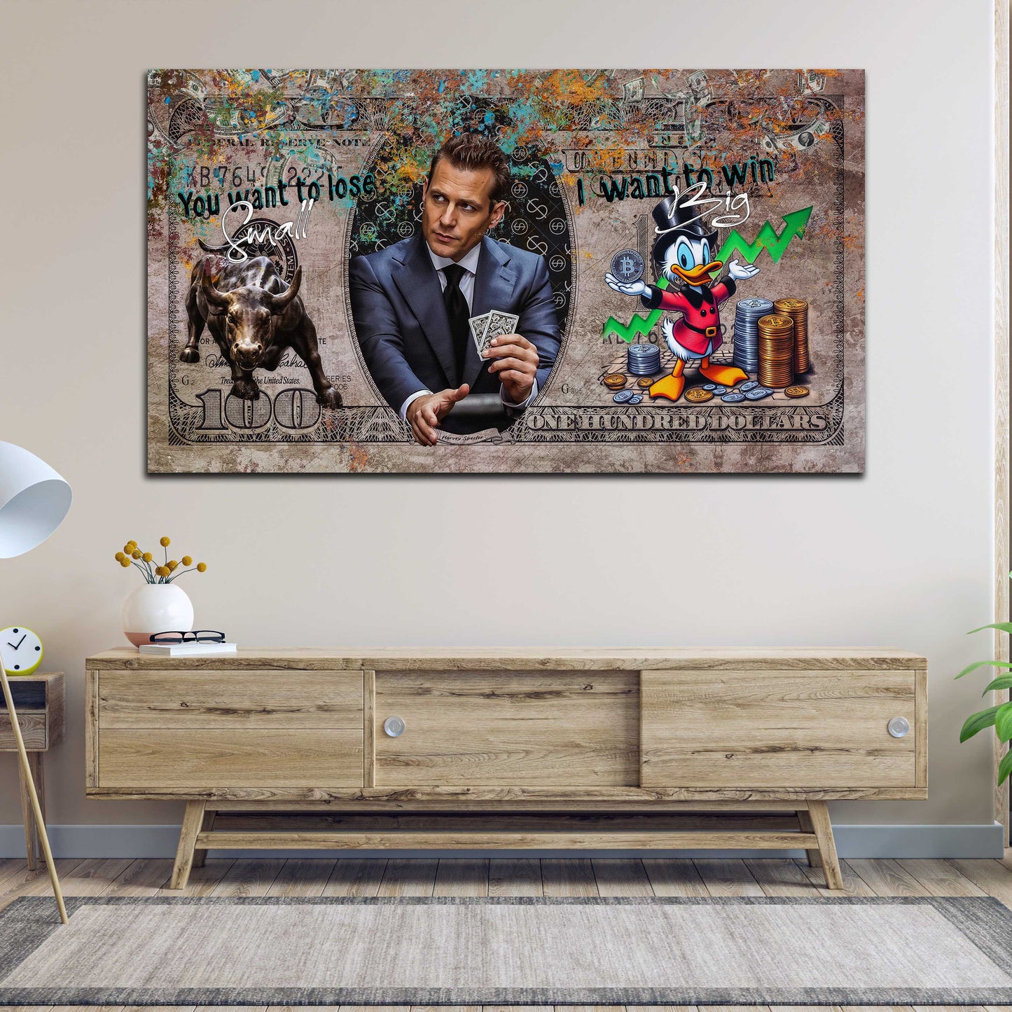 Wandbild Harvey Style Pop Art Comic Geld Erfolg Motivation