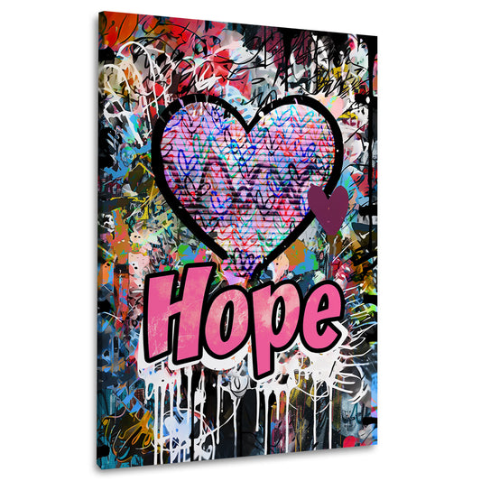 Wandbild Herz Graffiti Pop Art mit Hope
