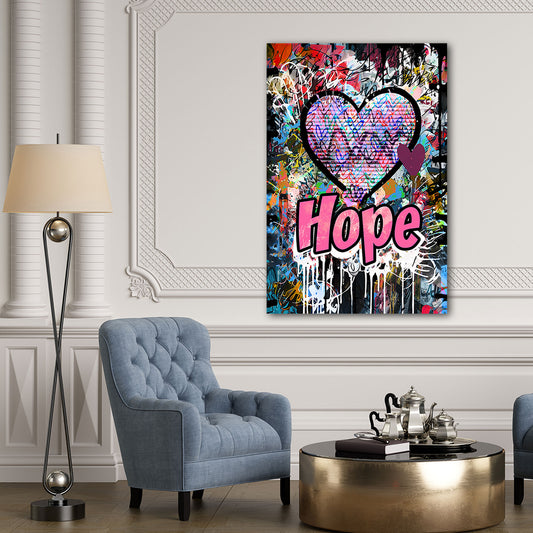 Wandbild Herz Graffiti Pop Art mit Hope