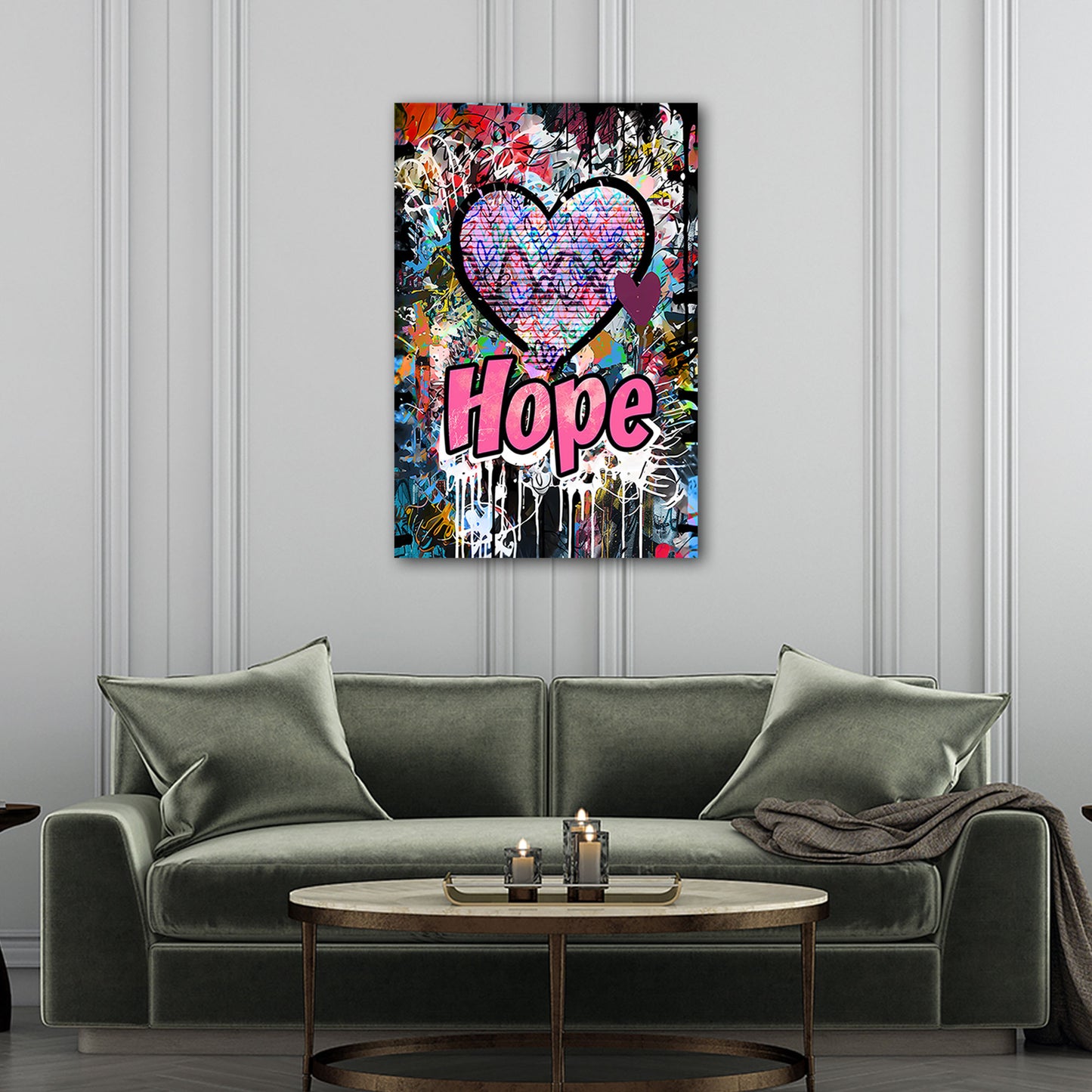 Wandbild Herz Graffiti Pop Art mit Hope