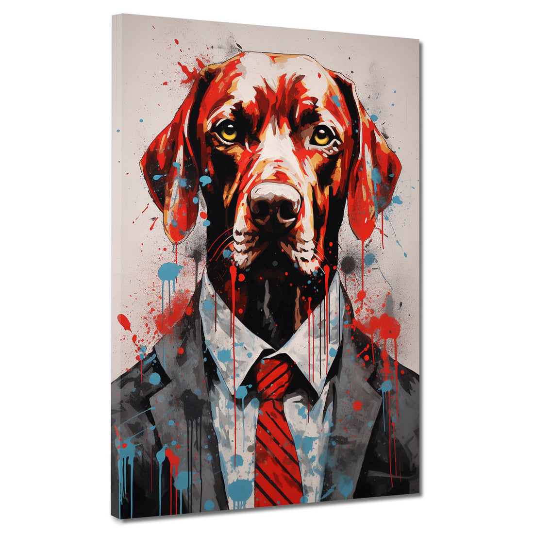 Wandbild Hund im Anzug Pop Art Red