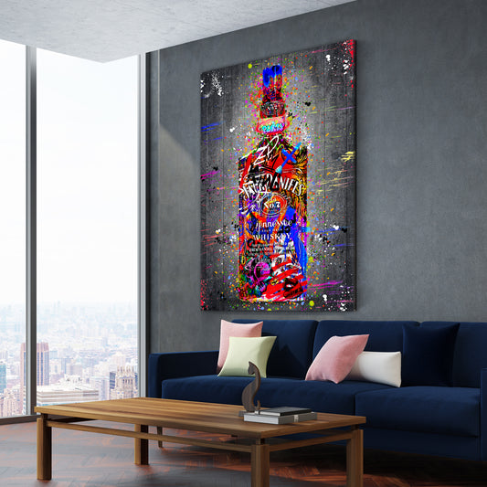 Wandbild Jack Whiskyflasche Graffiti Kunst Pop Art Stil