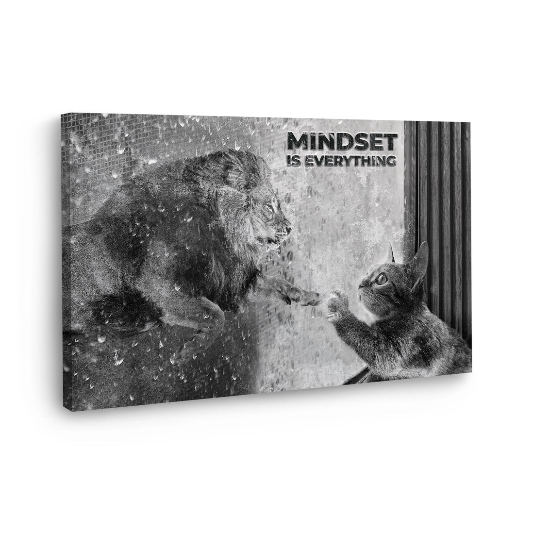 Wandbild Katze Mindset Motivation schwarz weiß