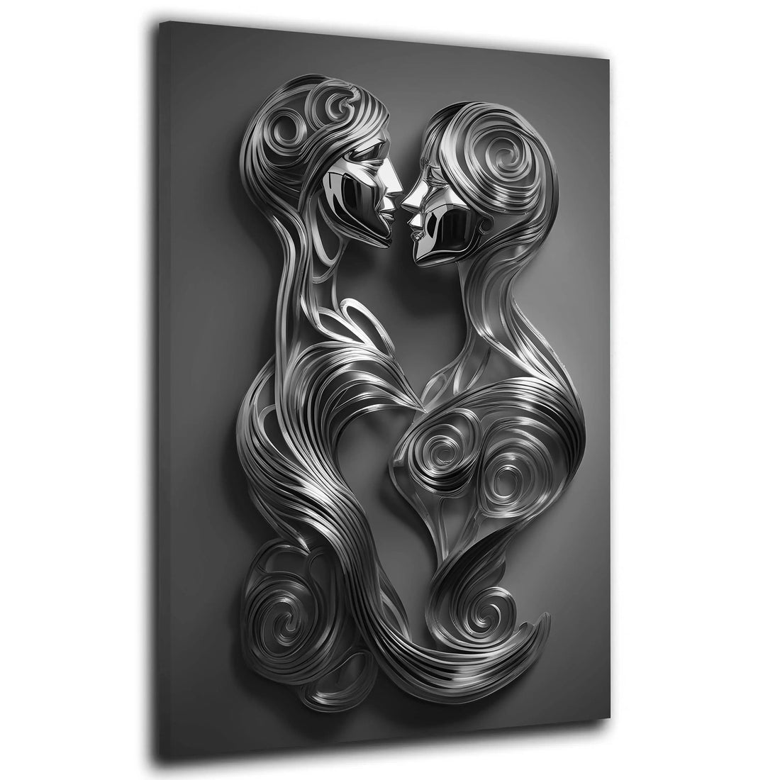 Wandbild Kiss Silver 3D Metallfiguren