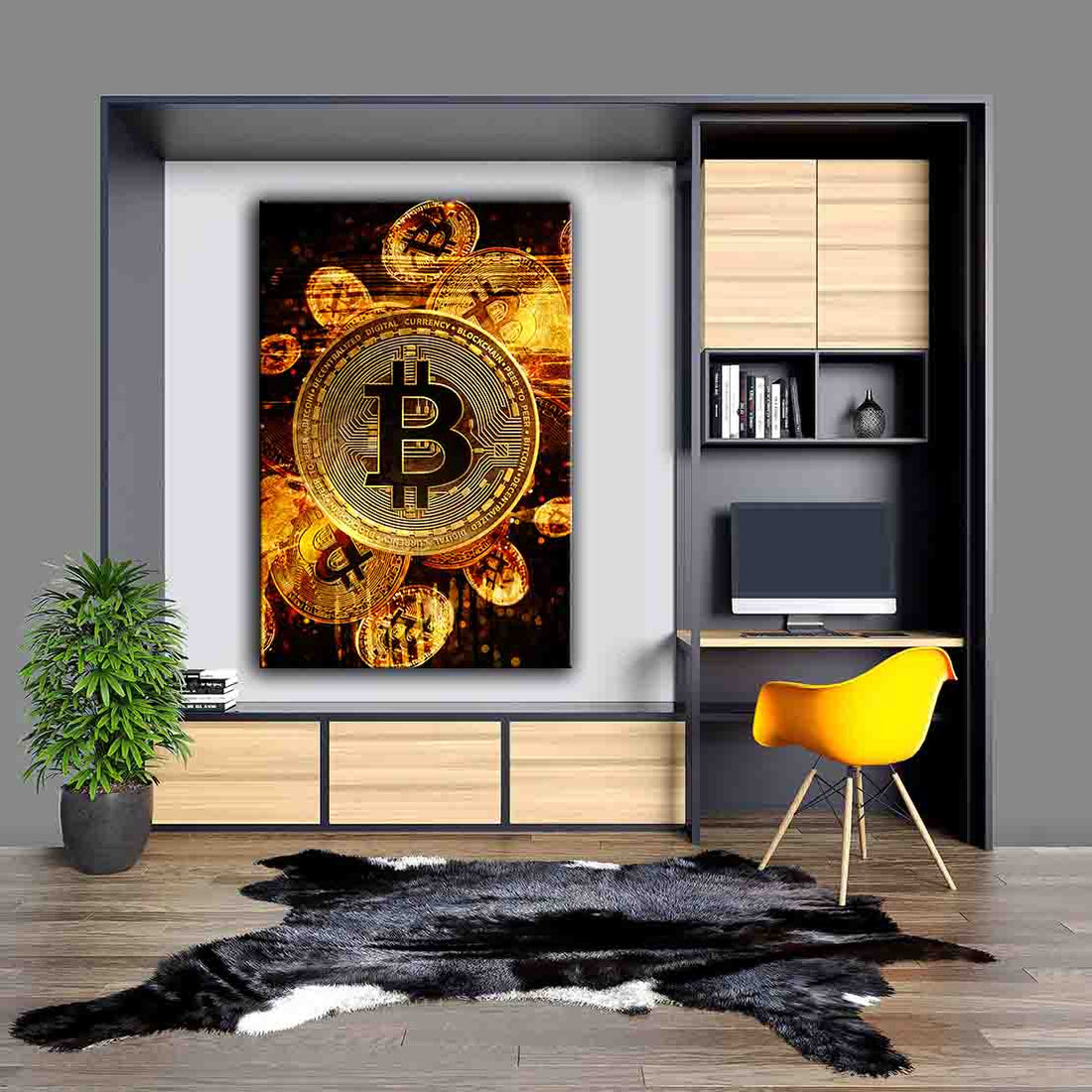Wandbild Bitcoin Abstract Gold, Kryptowährung