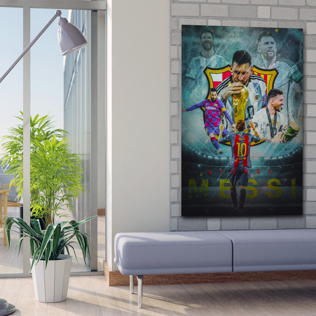 Wandbild Leinwandbild Fußball Messi The Champ