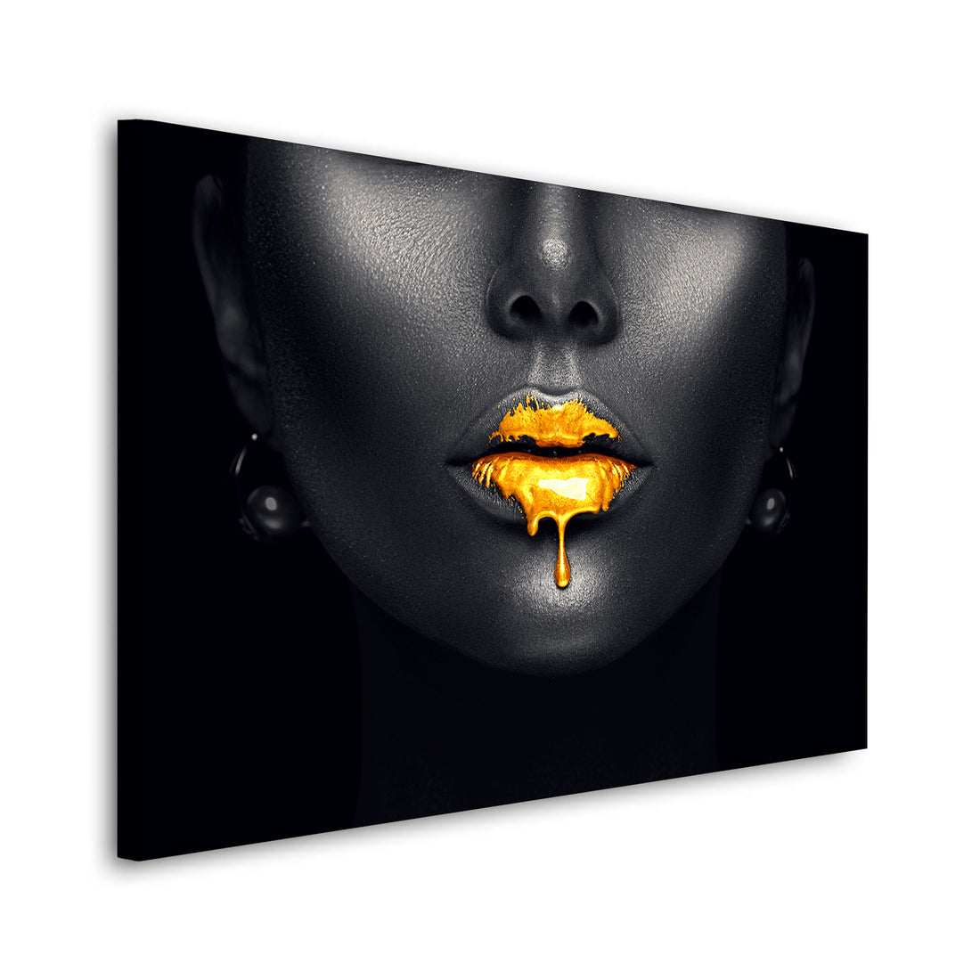 Wandbild Gold Lips, Frau