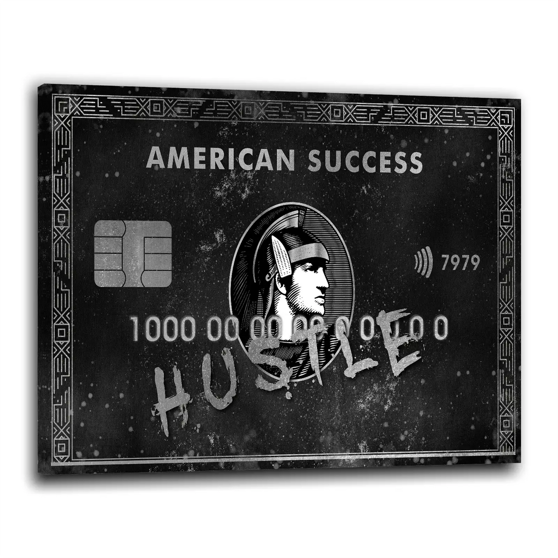 Wandbild Motivation Hustle Karte Silver, Geld, Erfolg &amp; Mindset