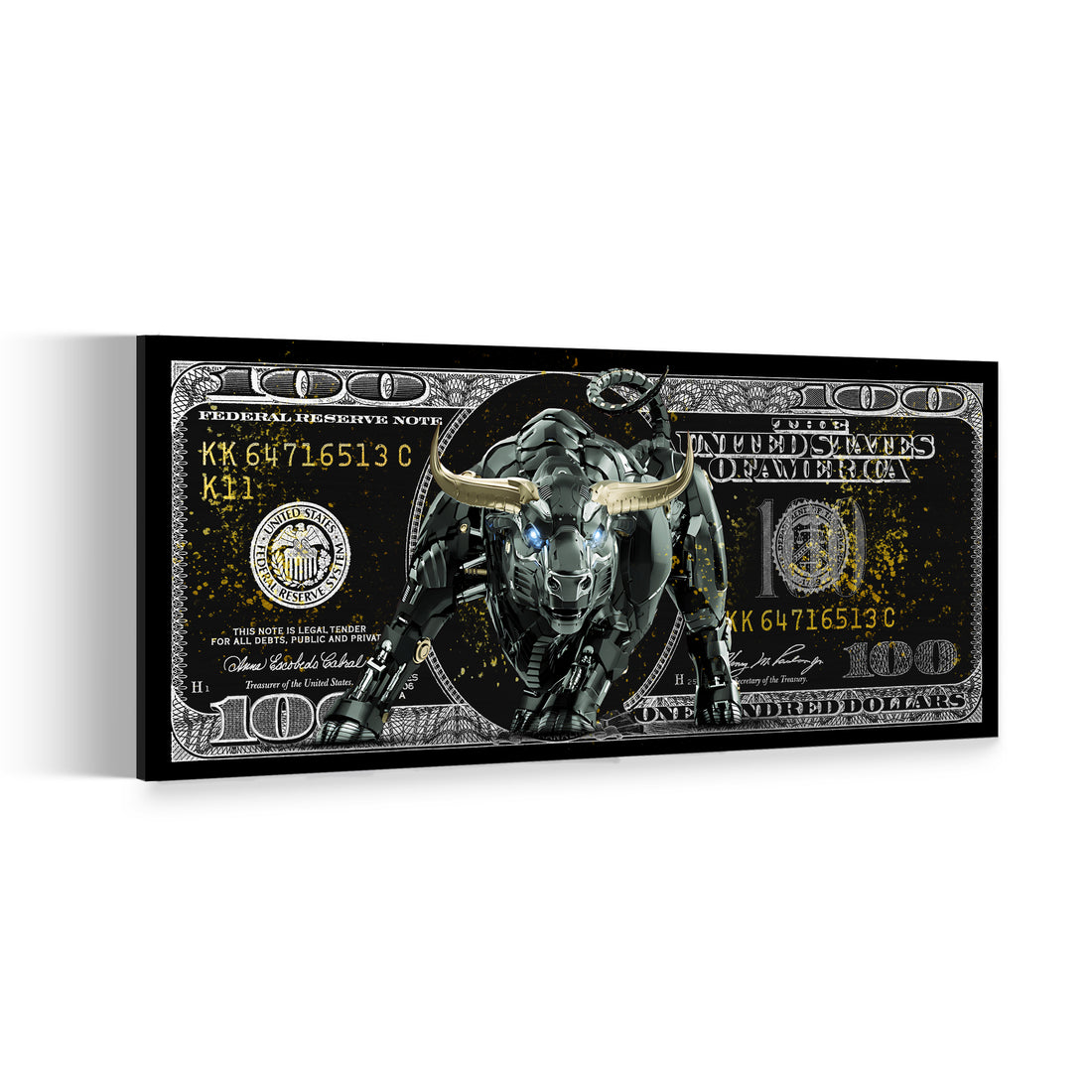 Wandbild Leinwandbild Kunstwerk Börse Trading Bull, Geld &amp; Erfolg