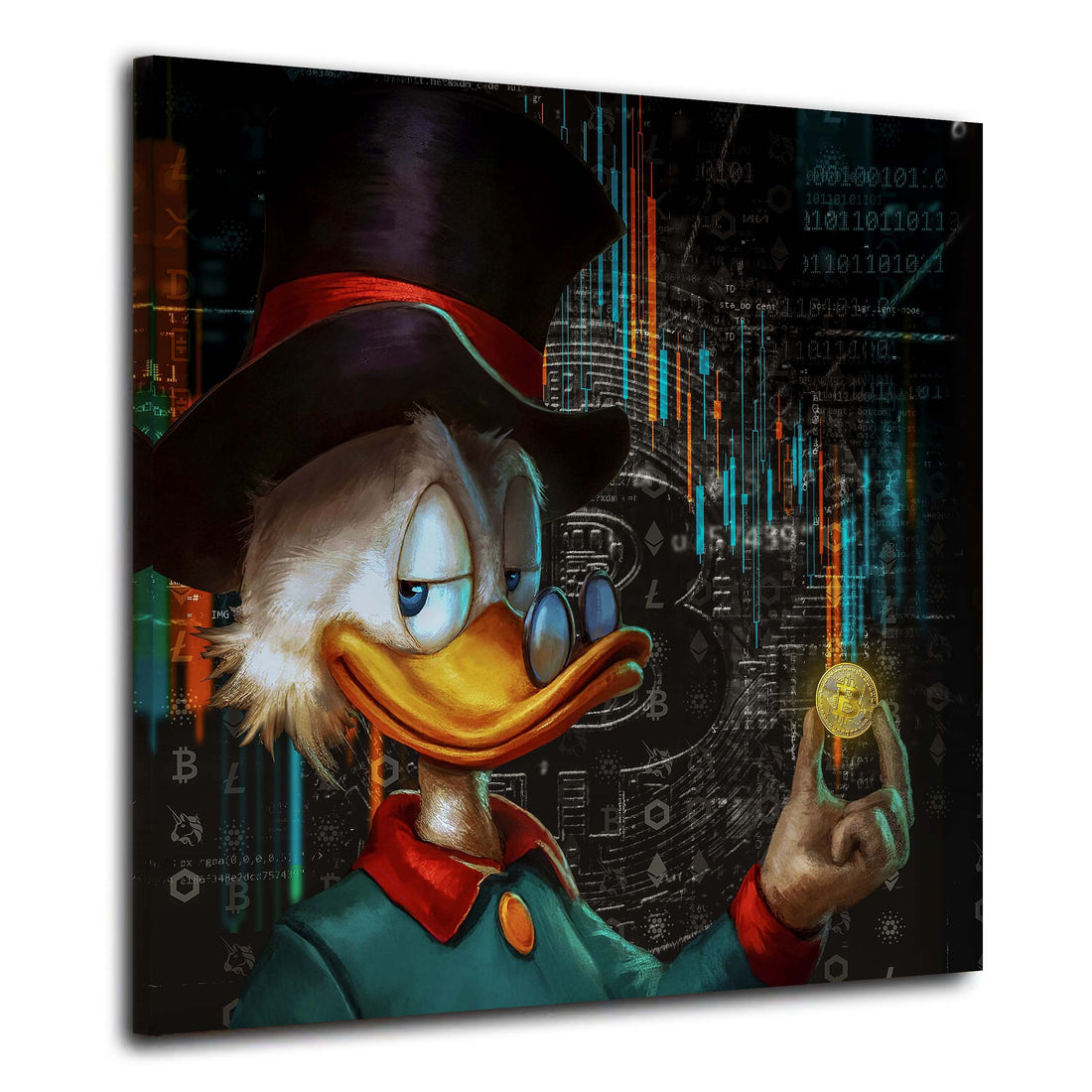 Wandbild Kunstwerk Rich Duck Pop Art Trading &amp; Börse, Comic