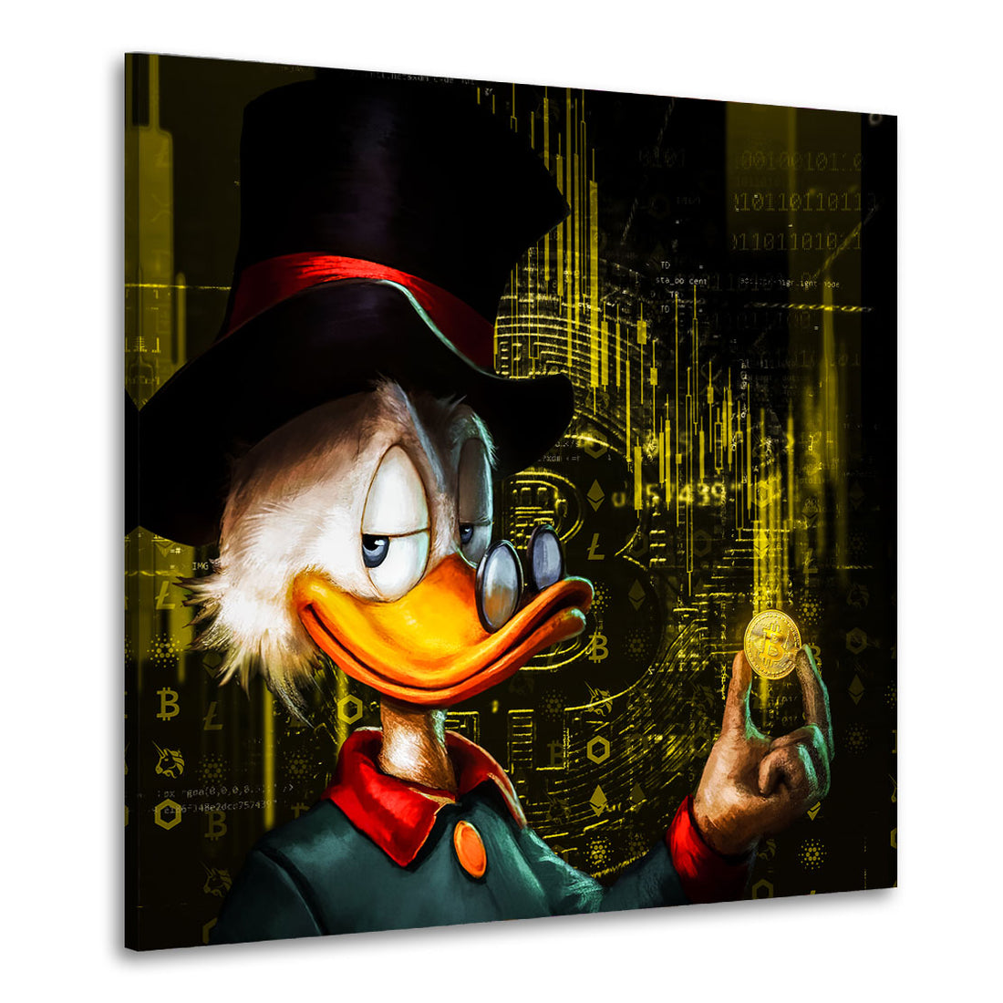 Wandbild Kunstwerk Rich Duck Pop Art Trading, Börse, Comic