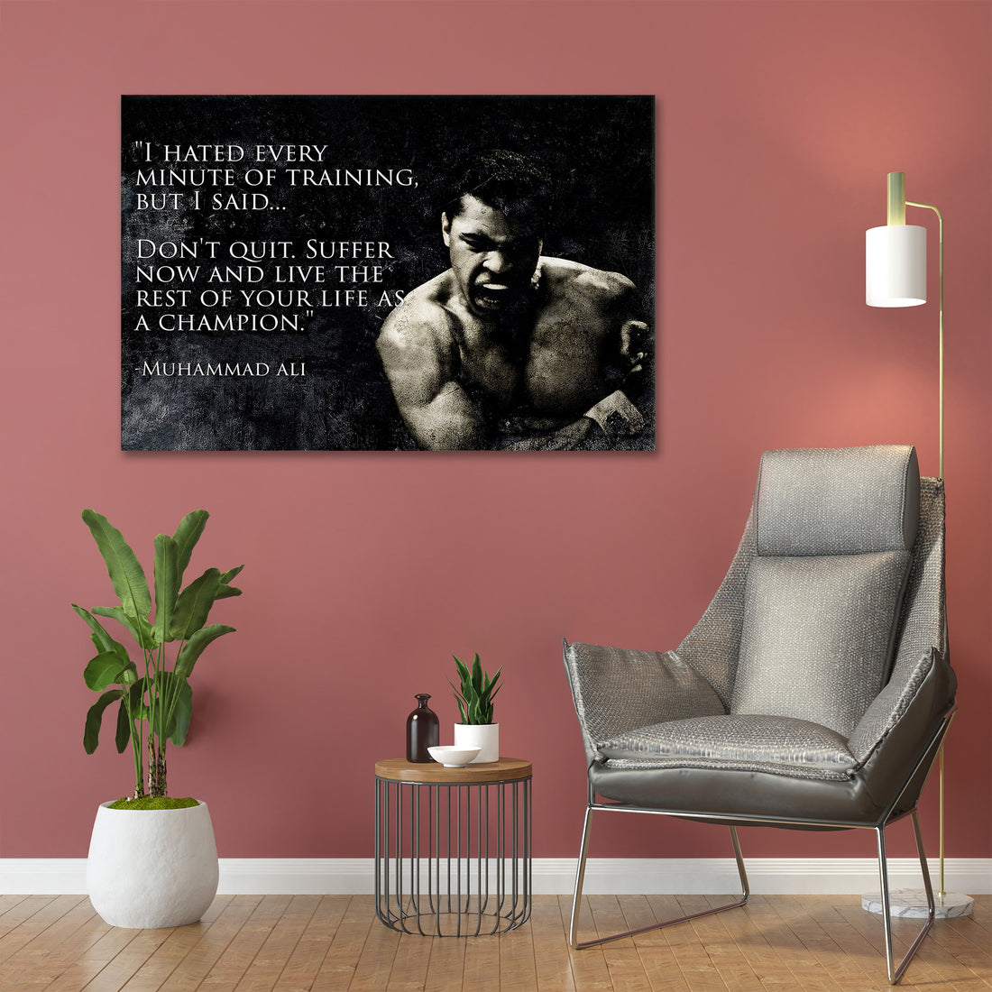 Wandbild Motivation Boxer Zitat