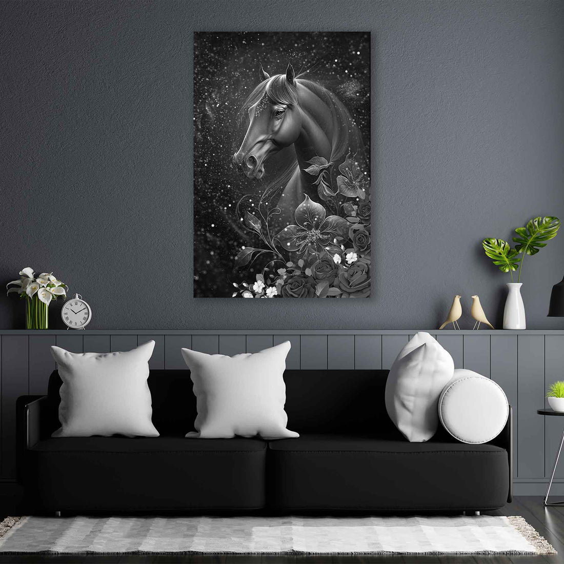 Wandbild Pferd Abstract Silver Style