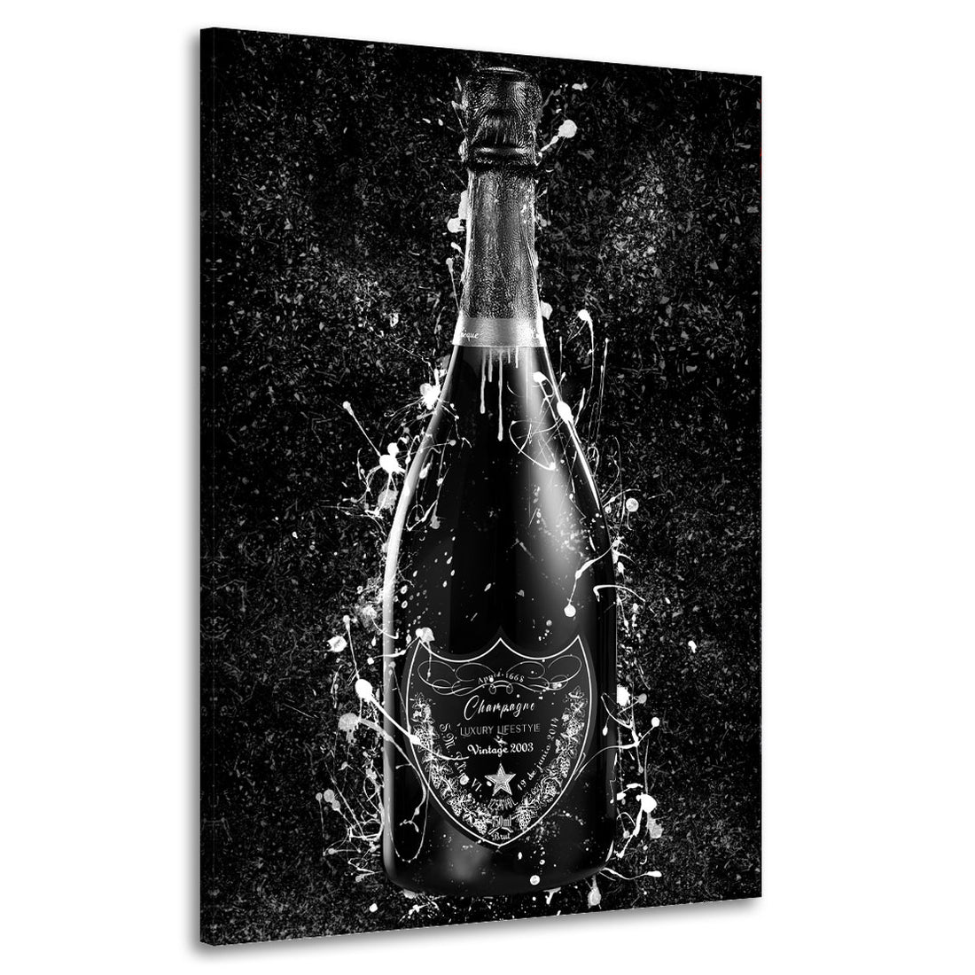 Wandbild Luxury Lifestyle Pop Art Flasche, schwarz &amp; weiß