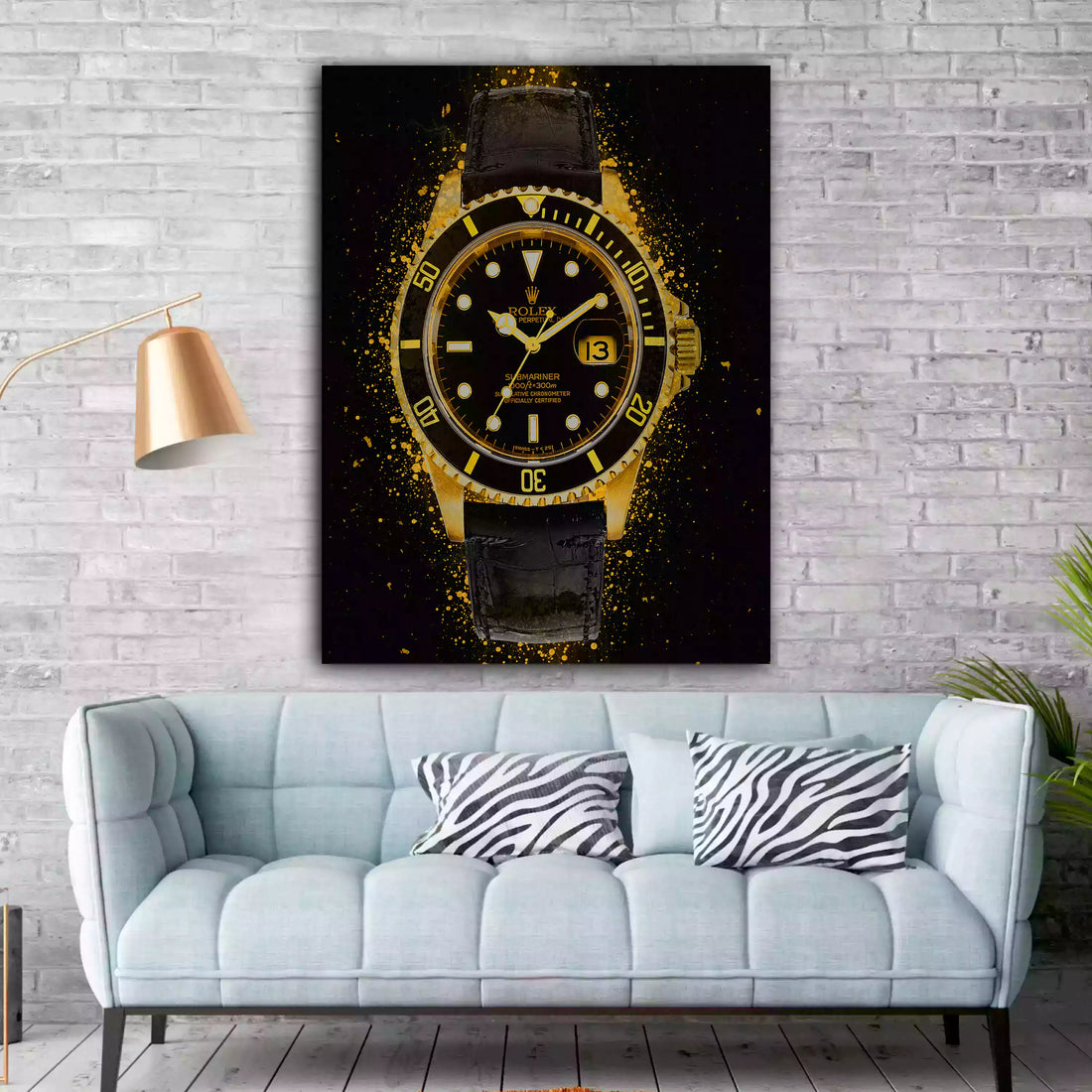 Wandbild Leinwandbild Pop Art Uhr Gold Style