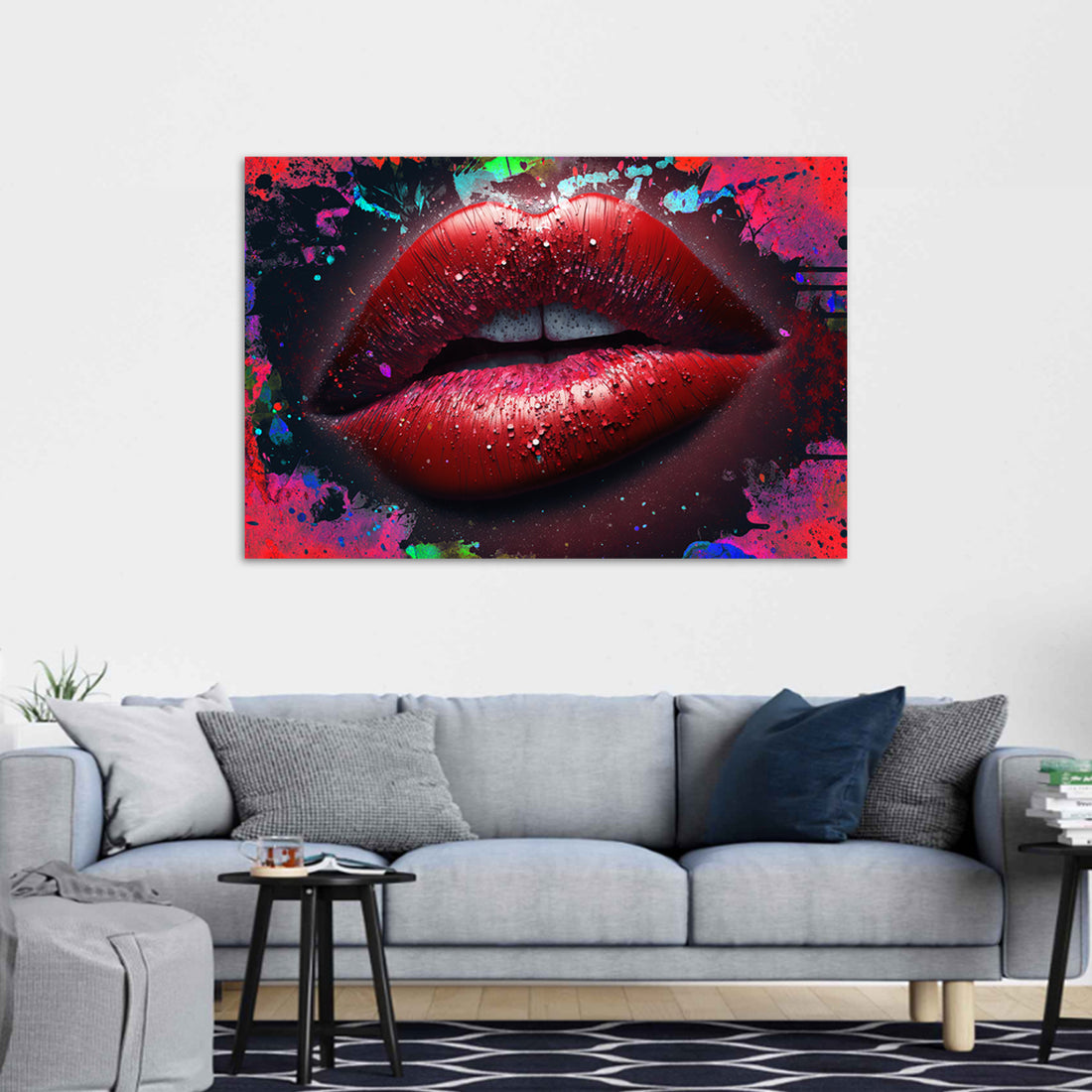 Wandbild Red Lips Abstract Pop Art