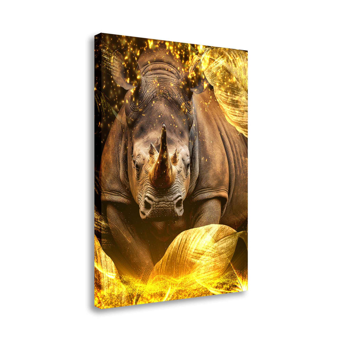 Wandbild Rhinozeros Gold Abstract Style