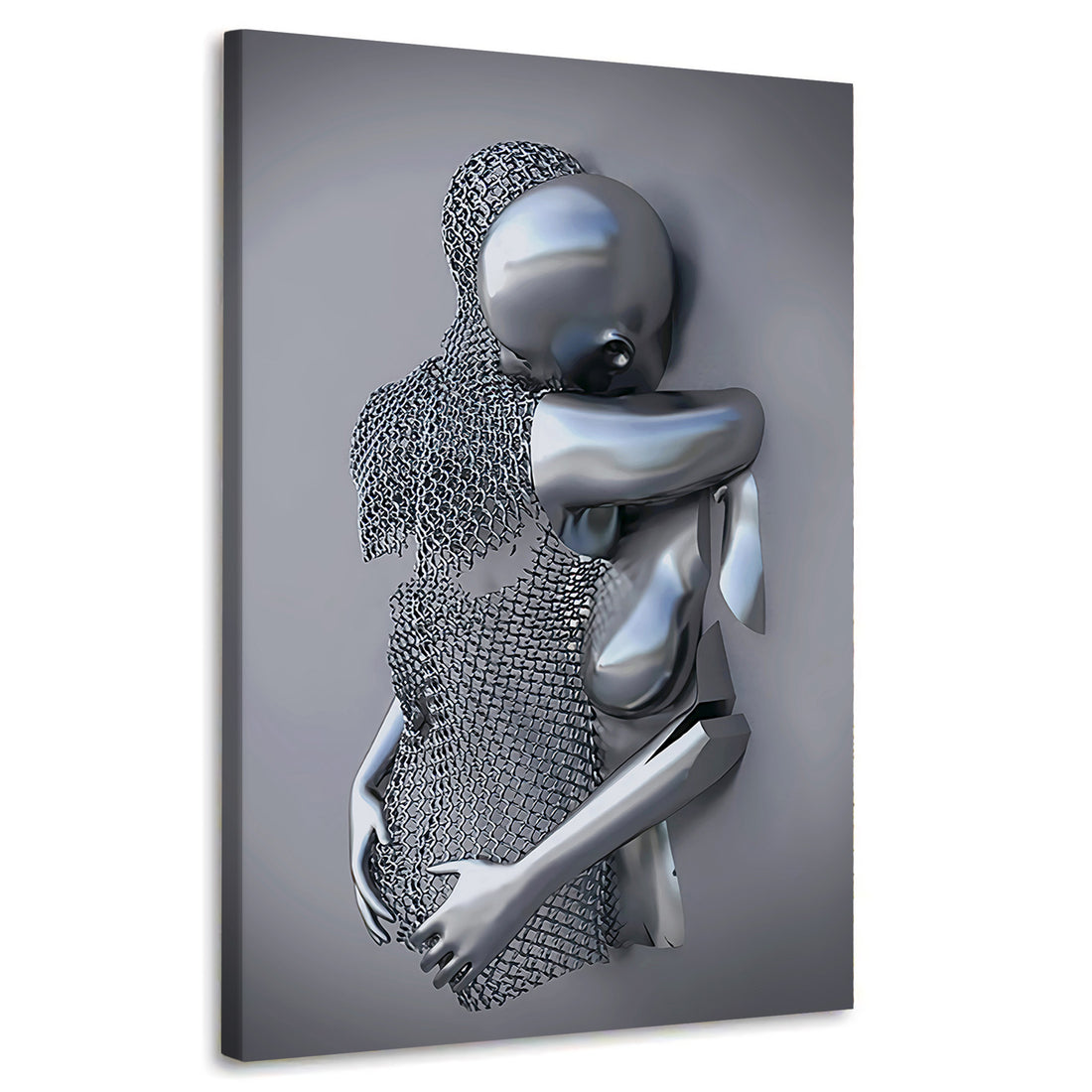 Wandbild Abstract 3D Metallfiguren Surrealismus zwei Körper