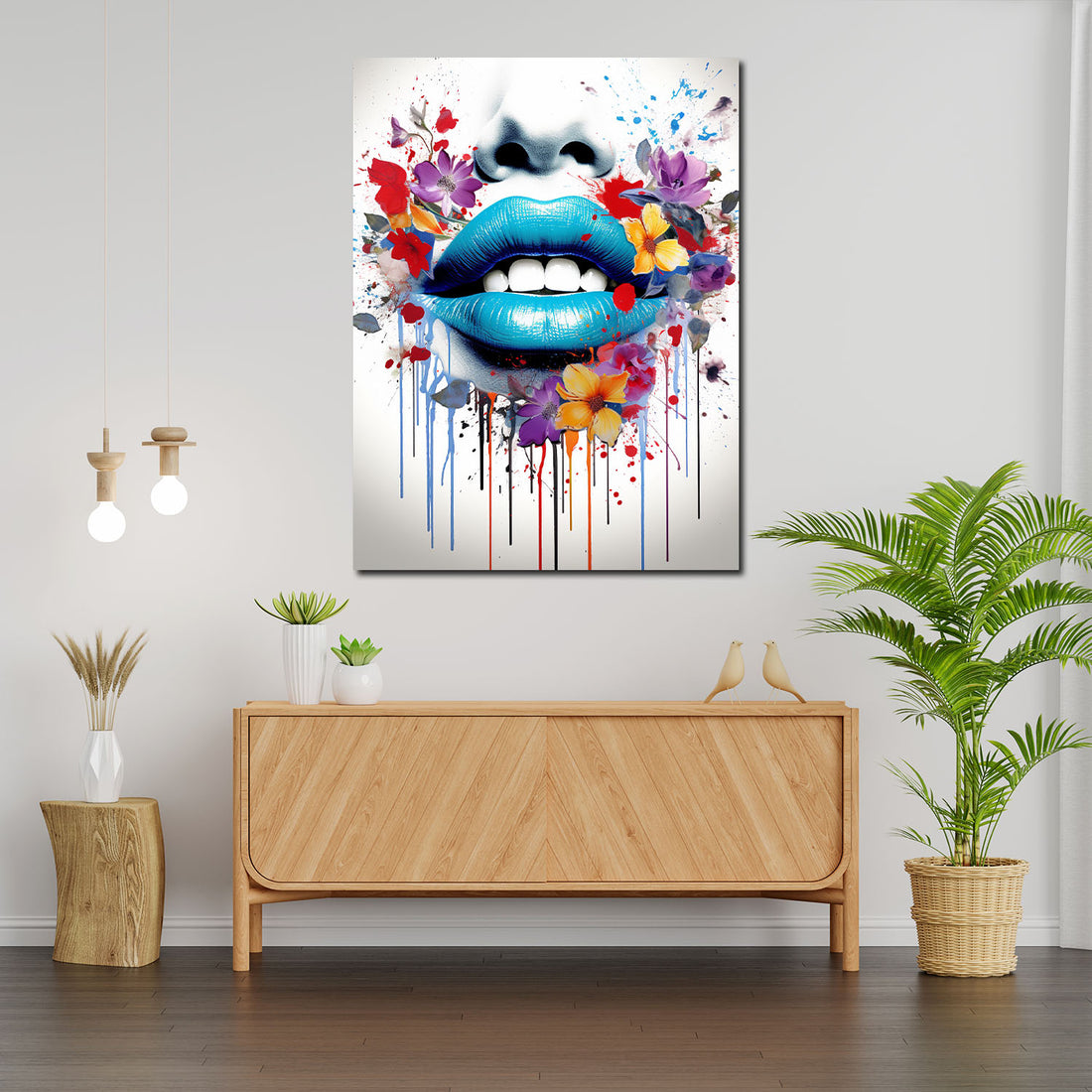 Wandbild Lippen Abstract Flower Pop Art Style