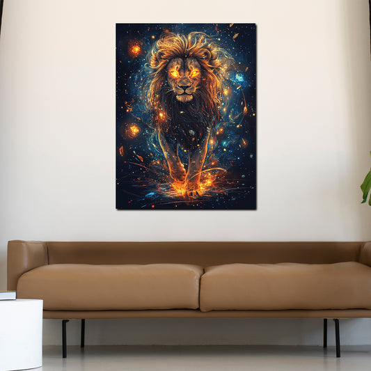 Wandbild Löwe feurig leuchtend mystisch modern