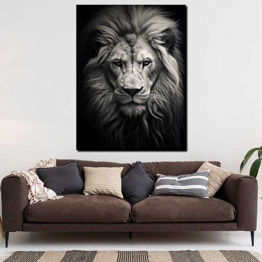 Wandbild Löwe frontal Black Style