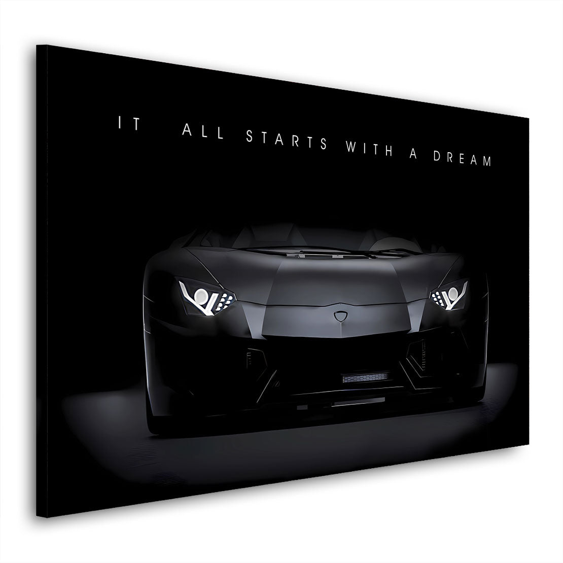 Wandbild Motivation Auto Sportwagen Black Style, Zitat