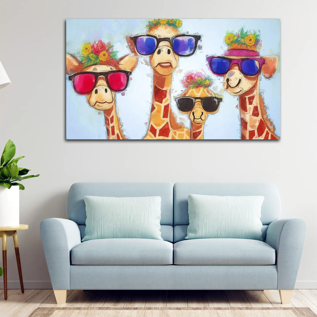 Wandbild Pop Art 4 Giraffen Colour Style