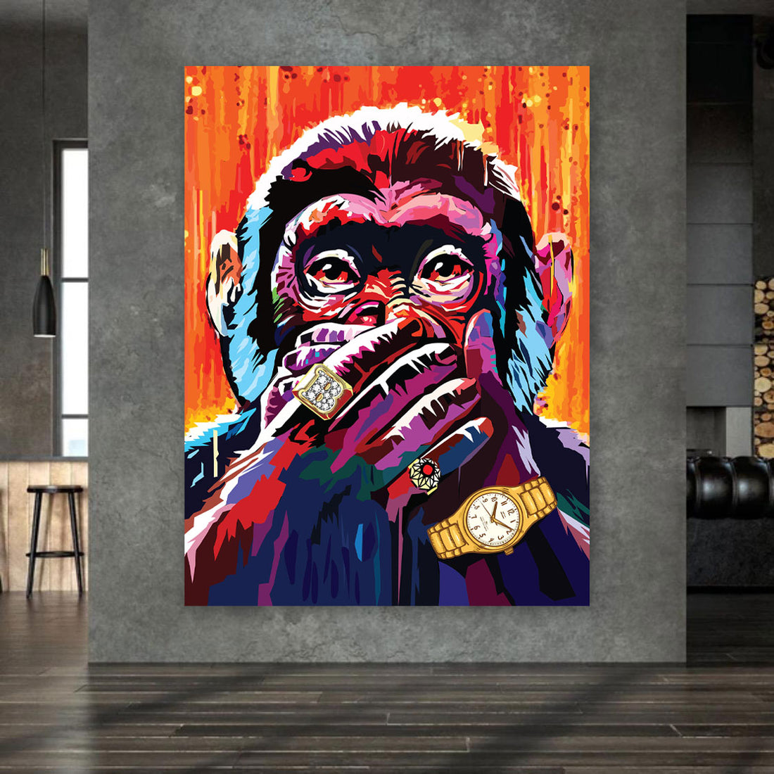 Wandbild Pop Art Affe sagt nichts, Colour