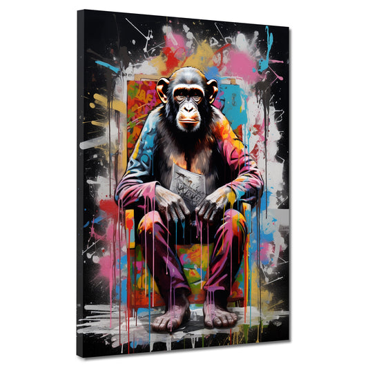 Wandbild Pop Art Affe sitzend Colour Splash