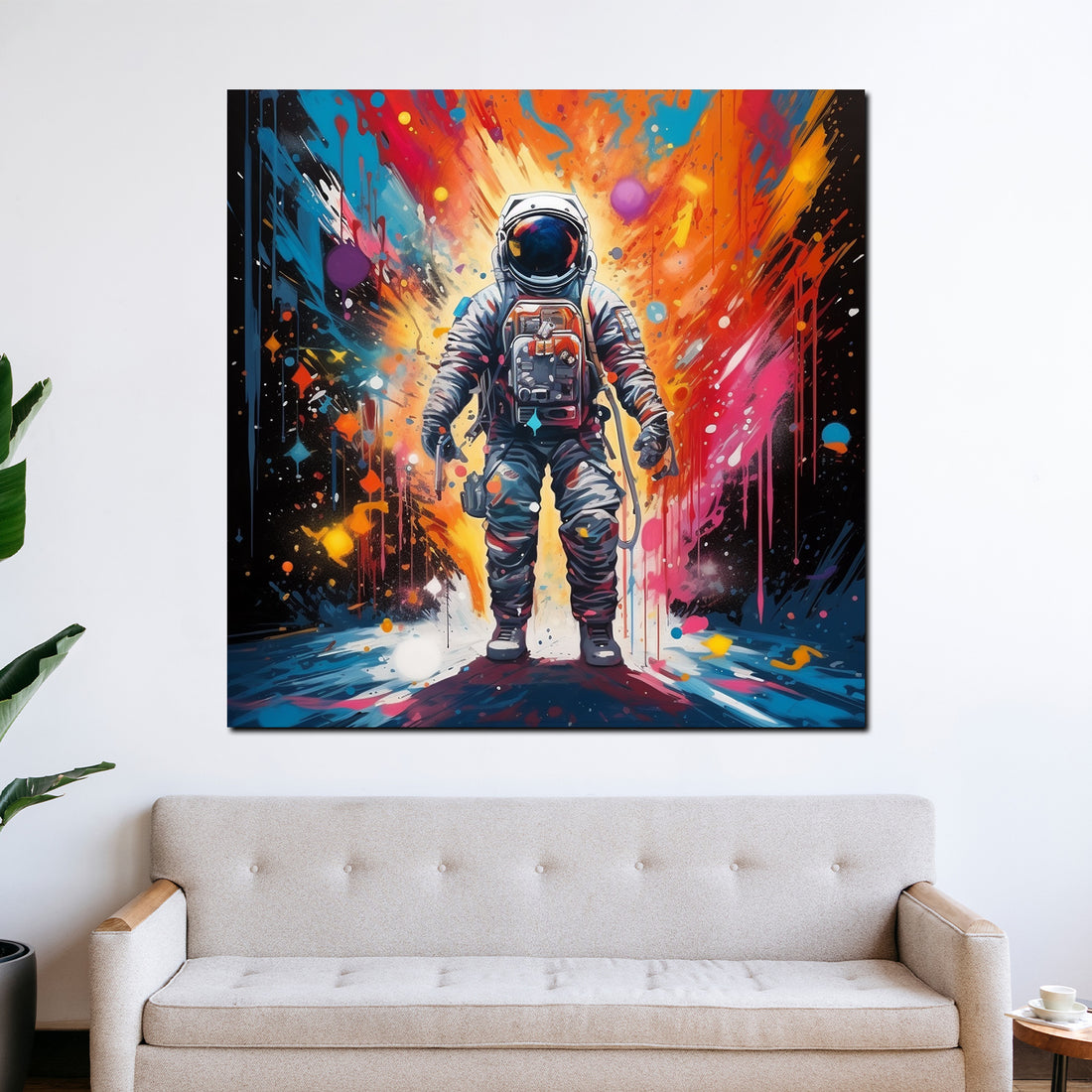 Wandbild Pop Art Astronaut Shining Colour Splash