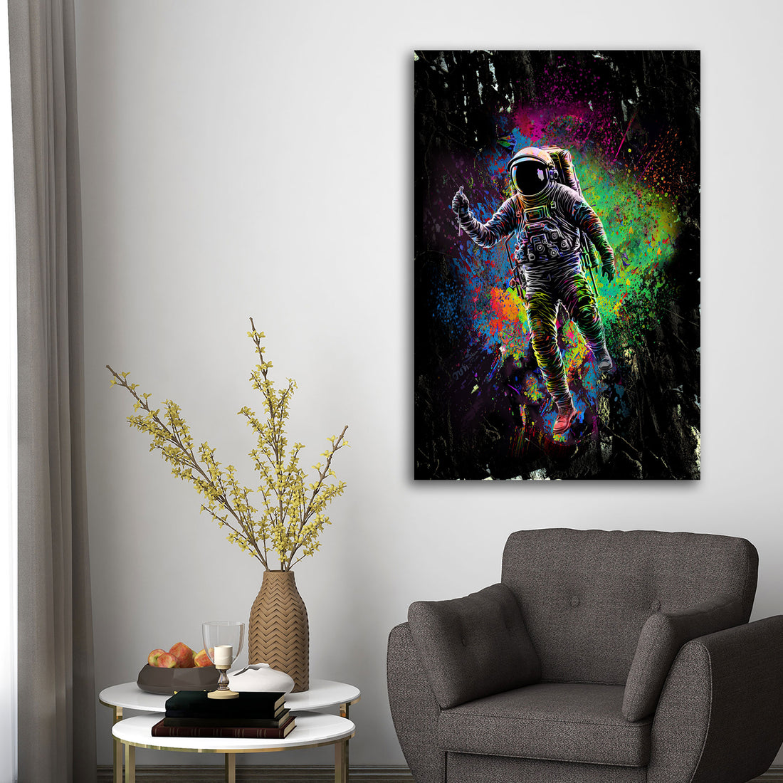 Wandbild Pop Art Astronaut im Weltraum Dark