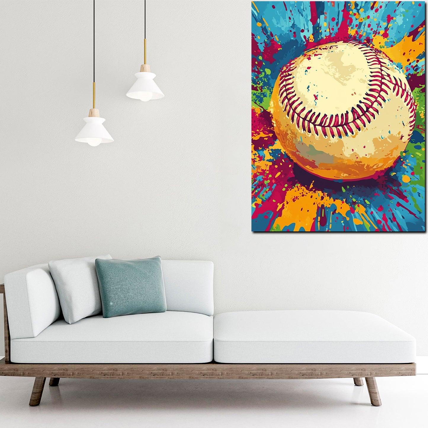 Wandbild Pop Art Baseball Sport Farbexplosion modern