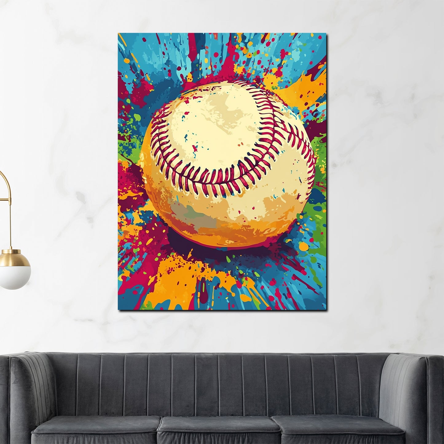 Wandbild Pop Art Baseball Sport Farbexplosion modern