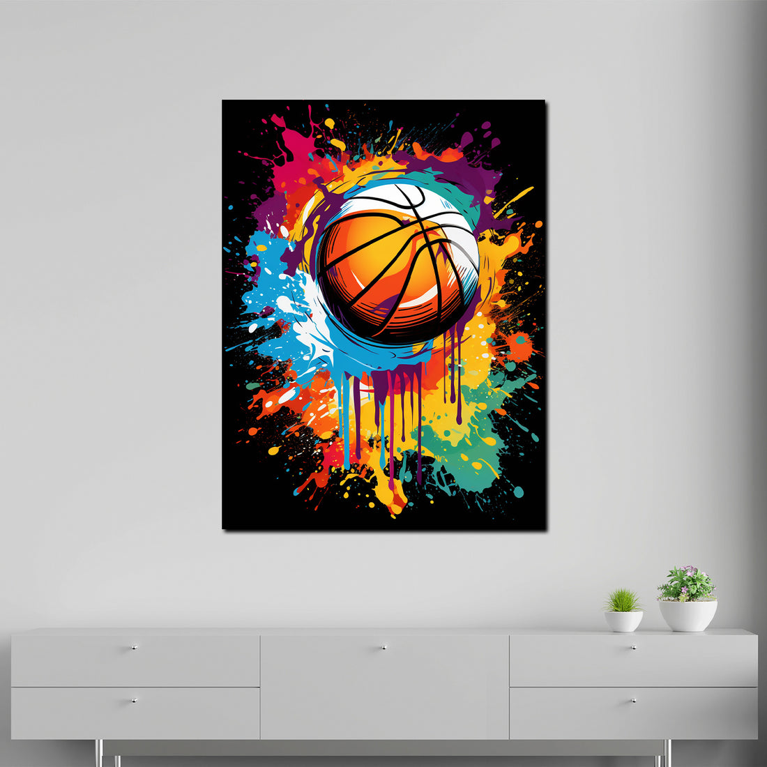 Wandbild Pop Art Basketball Colour Dark