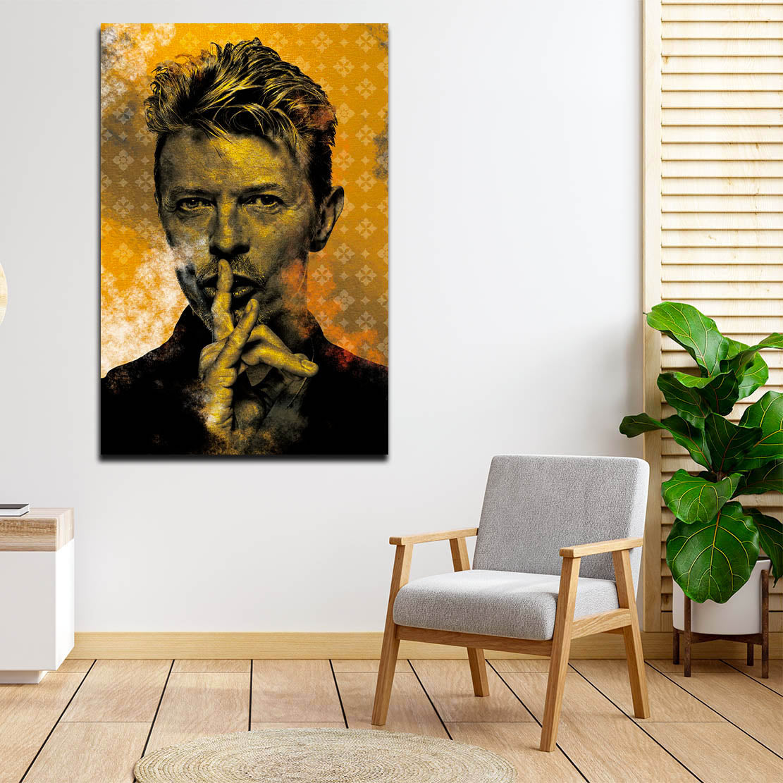 Wandbild Pop Art Bowie Porträt Musiklegende modern orange