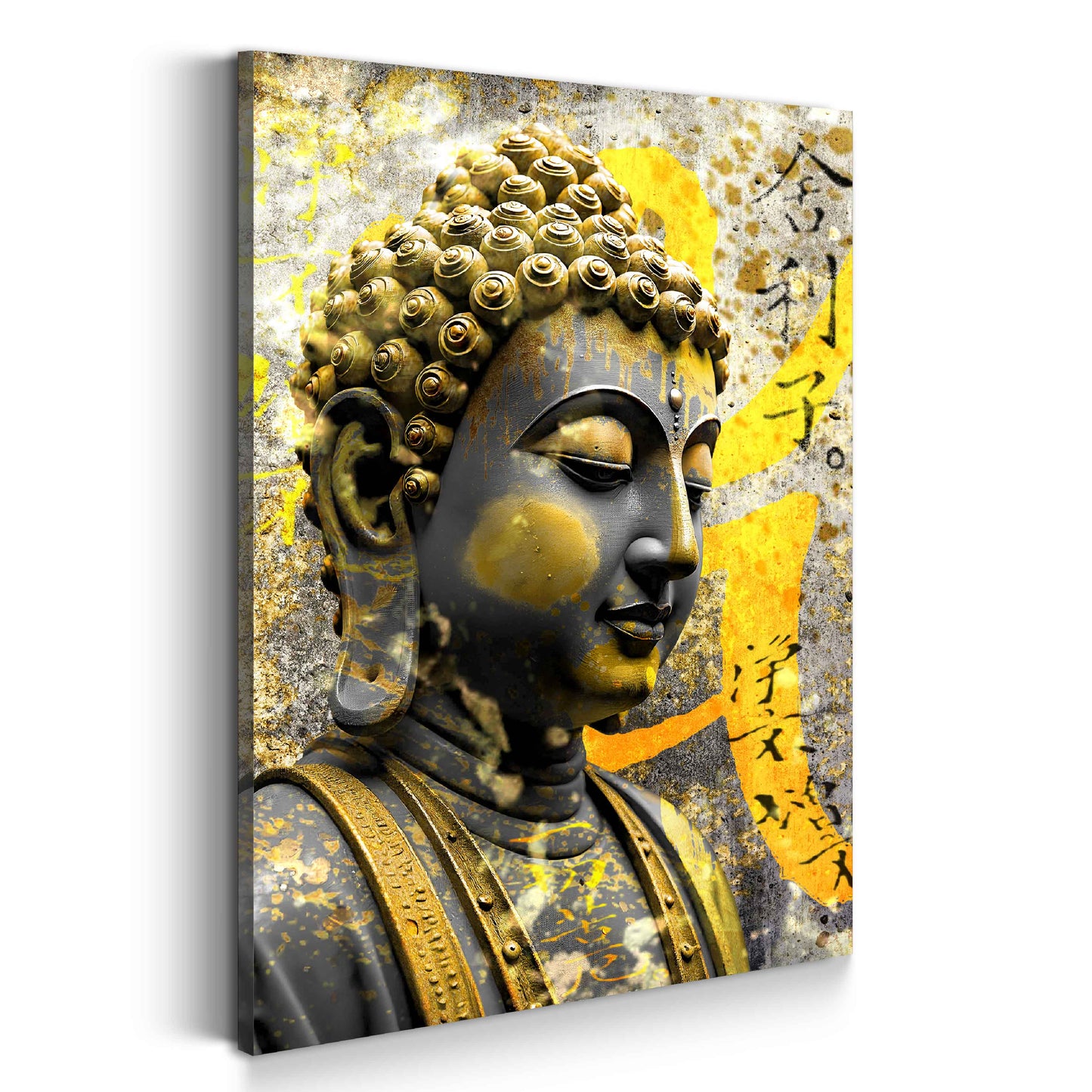 Wandbild Pop Art Buddha goldene Ruhe Spiritualität modern
