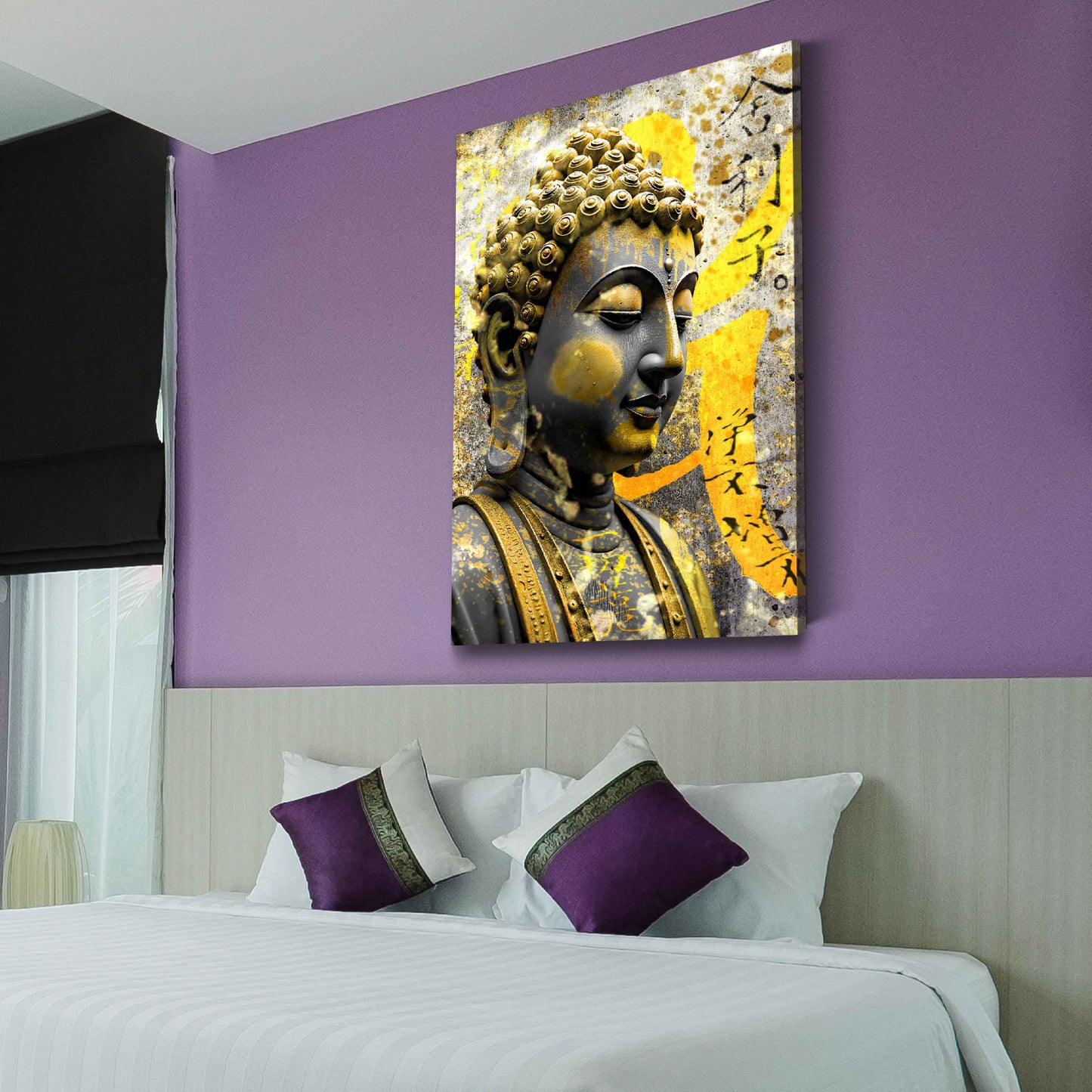 Wandbild Pop Art Buddha goldene Ruhe Spiritualität modern