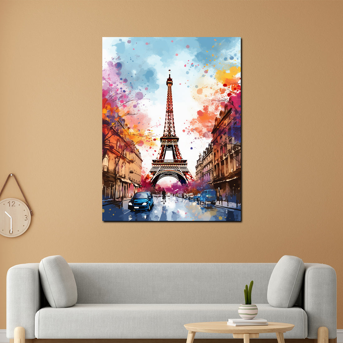 Wandbild Pop Art Eiffelturm Paris Abstract Blue Sky