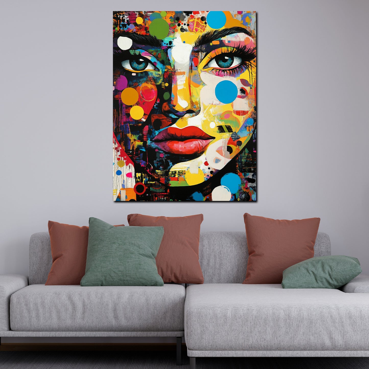 Wandbild Pop Art Frau Gesicht Farben Blick modern