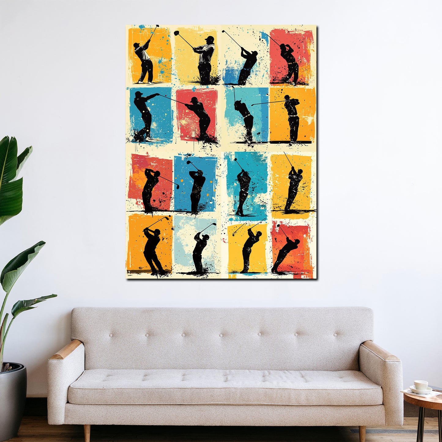 Wandbild Pop Art Golfspieler bunt modern dynamisch