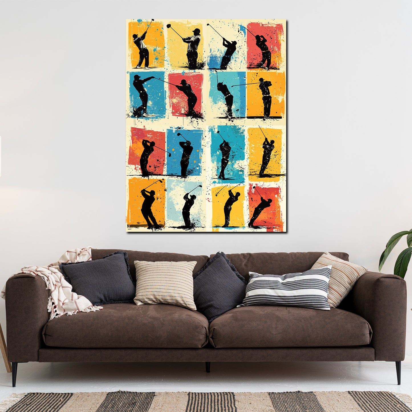 Wandbild Pop Art Golfspieler bunt modern dynamisch