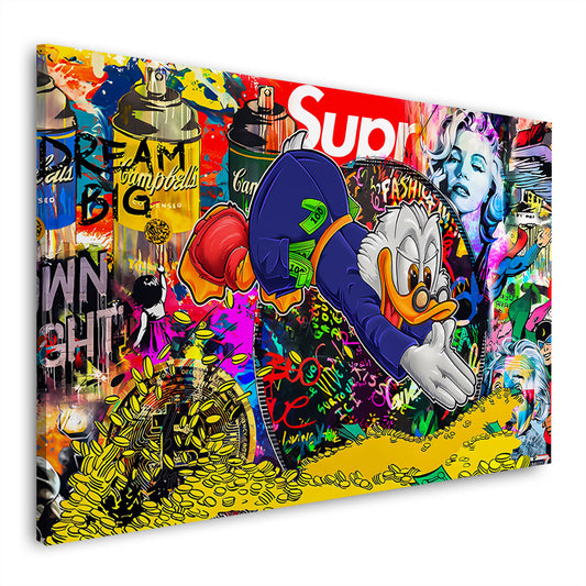Dagobert Pop Art Graffiti Wandbild Kunstwerk