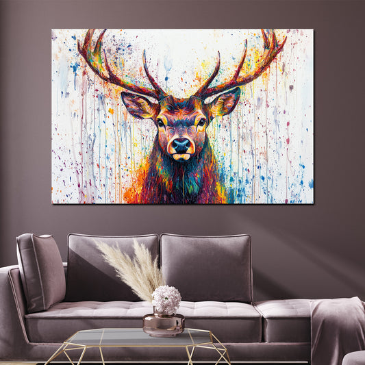 Wandbild Pop Art Hirsch farbenprächtig zeitgemäß