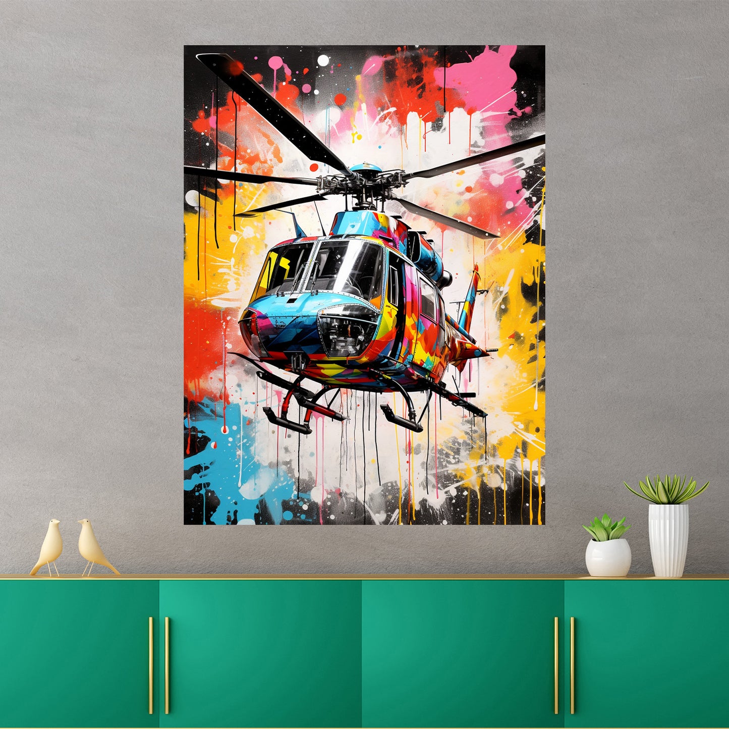 Wandbild Pop Art Hubschrauber