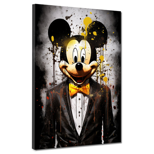 Wandbild Pop Art Maus im Anzug Comic