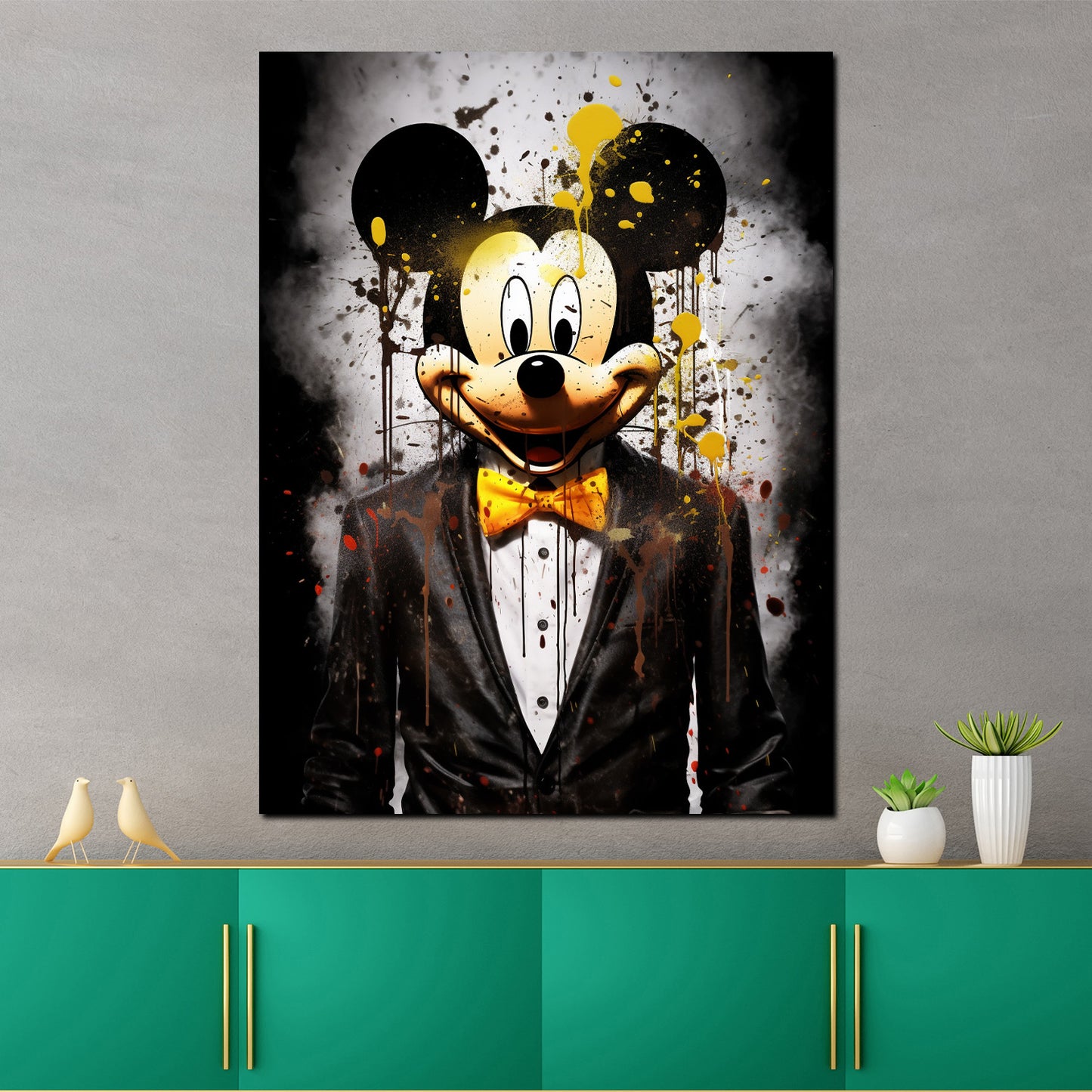 Wandbild Pop Art Maus im Anzug Comic