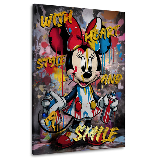 Wandbild Pop Art Minnie Style mit Graffiti und bunten Farben